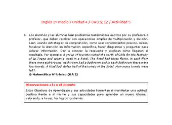 Inglés 1 medio-Unidad 4-OA8;9;12-Actividad 5 Inglés 1 medio-Unidad 4-OA8;9;12-Actividad 5