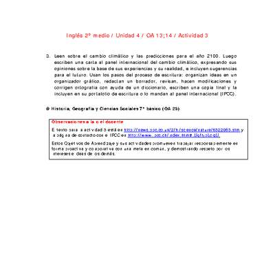 Inglés 2 medio-Unidad 4-OA13;14-Actividad 3 Inglés 2 medio-Unidad 4-OA13;14-Actividad 3
