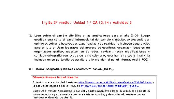 Inglés 2 medio-Unidad 4-OA13;14-Actividad 3 Inglés 2 medio-Unidad 4-OA13;14-Actividad 3