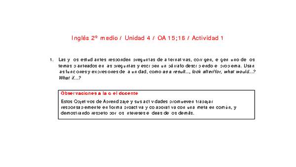 Inglés 2 medio-Unidad 4-OA15;16-Actividad 1 Inglés 2 medio-Unidad 4-OA15;16-Actividad 1
