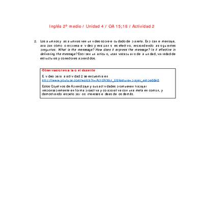 Inglés 2 medio-Unidad 4-OA15;16-Actividad 2 Inglés 2 medio-Unidad 4-OA15;16-Actividad 2