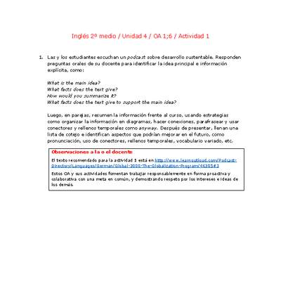 Inglés 2 medio-Unidad 4-OA1;6-Actividad 1 Inglés 2 medio-Unidad 4-OA1;6-Actividad 1