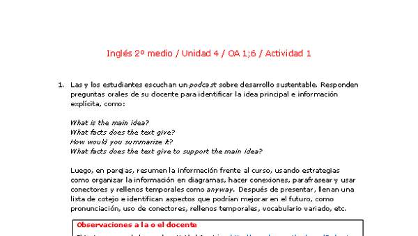 Inglés 2 medio-Unidad 4-OA1;6-Actividad 1 Inglés 2 medio-Unidad 4-OA1;6-Actividad 1