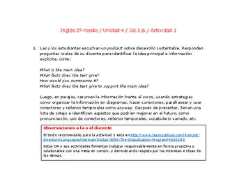 Inglés 2 medio-Unidad 4-OA1;6-Actividad 1 Inglés 2 medio-Unidad 4-OA1;6-Actividad 1