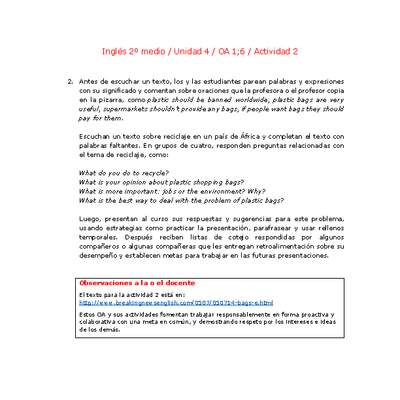 Inglés 2 medio-Unidad 4-OA1;6-Actividad 2 Inglés 2 medio-Unidad 4-OA1;6-Actividad 2