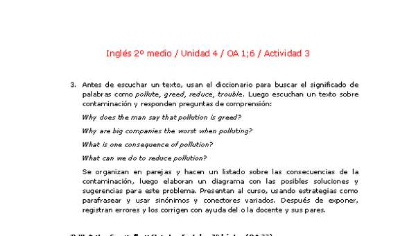 Inglés 2 medio-Unidad 4-OA1;6-Actividad 3 Inglés 2 medio-Unidad 4-OA1;6-Actividad 3