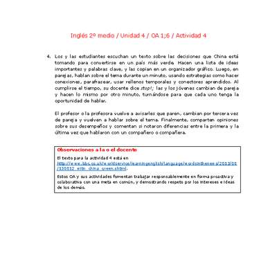 Inglés 2 medio-Unidad 4-OA1;6-Actividad 4 Inglés 2 medio-Unidad 4-OA1;6-Actividad 4