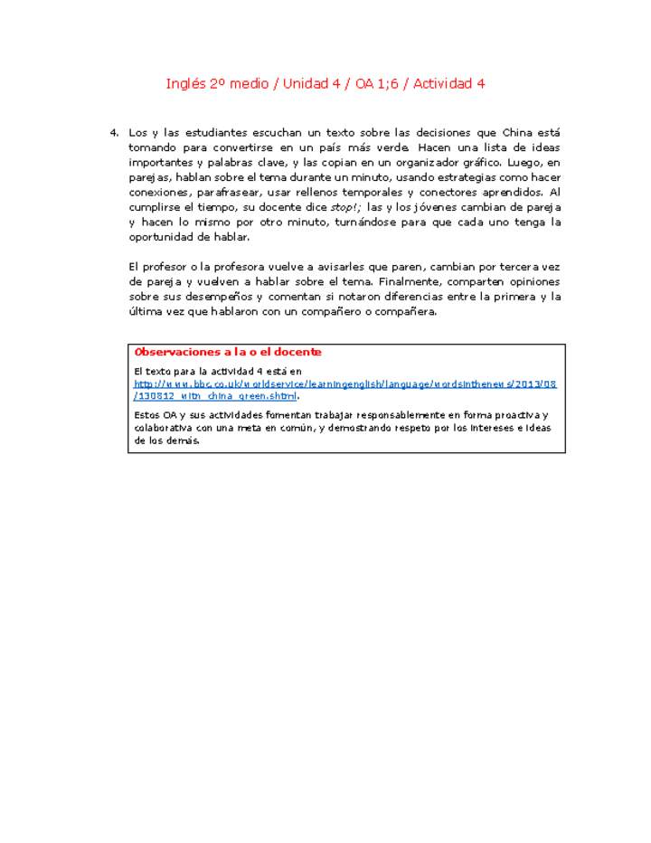 Inglés 2 medio-Unidad 4-OA1;6-Actividad 4 Inglés 2 medio-Unidad 4-OA1;6-Actividad 4
