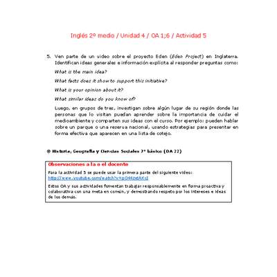 Inglés 2 medio-Unidad 4-OA1;6-Actividad 5 Inglés 2 medio-Unidad 4-OA1;6-Actividad 5