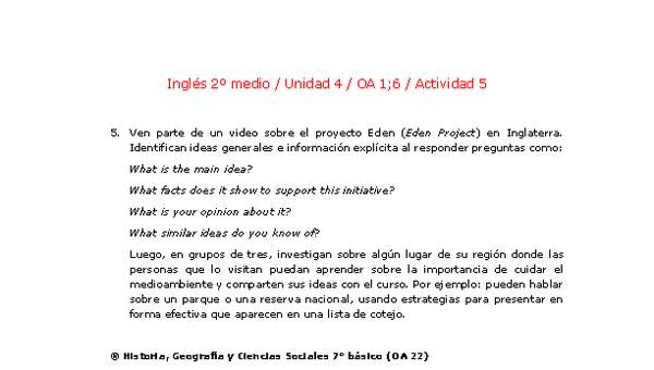 Inglés 2 medio-Unidad 4-OA1;6-Actividad 5 Inglés 2 medio-Unidad 4-OA1;6-Actividad 5