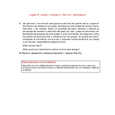 Inglés 2 medio-Unidad 4-OA1;6-Actividad 6 Inglés 2 medio-Unidad 4-OA1;6-Actividad 6