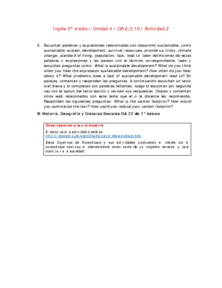Inglés 2 medio-Unidad 4-OA2;3;10-Actividad 2 Inglés 2 medio-Unidad 4-OA2;3;10-Actividad 2