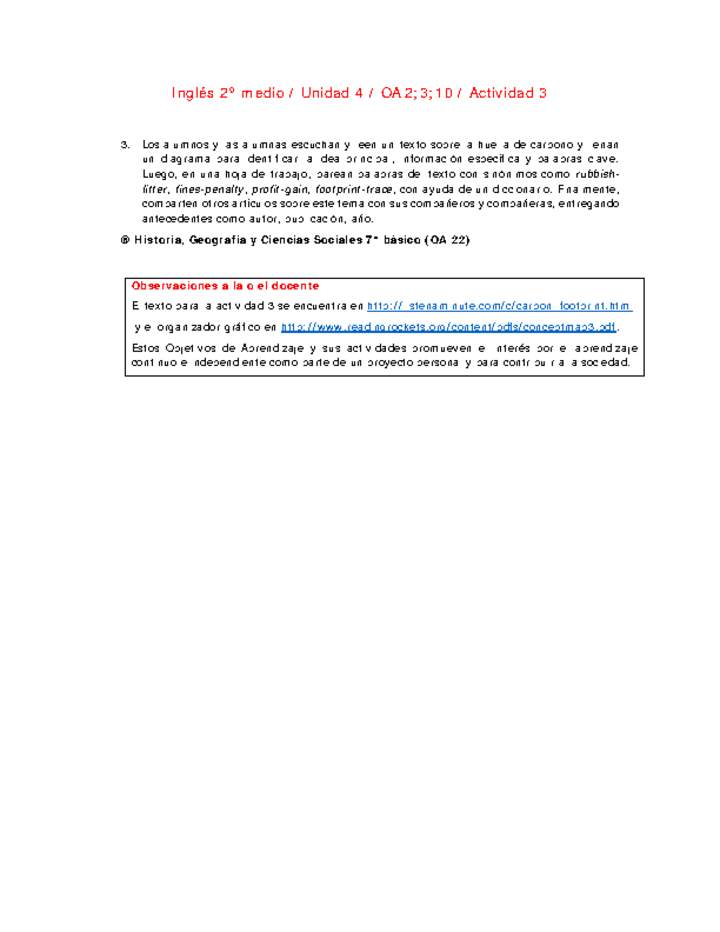 Inglés 2 medio-Unidad 4-OA2;3;10-Actividad 3 Inglés 2 medio-Unidad 4-OA2;3;10-Actividad 3