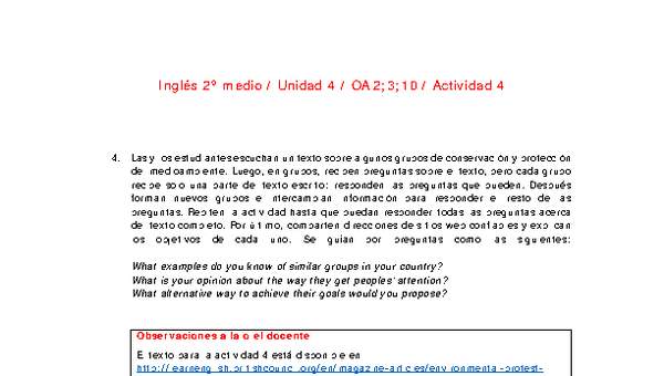 Inglés 2 medio-Unidad 4-OA2;3;10-Actividad 4 Inglés 2 medio-Unidad 4-OA2;3;10-Actividad 4