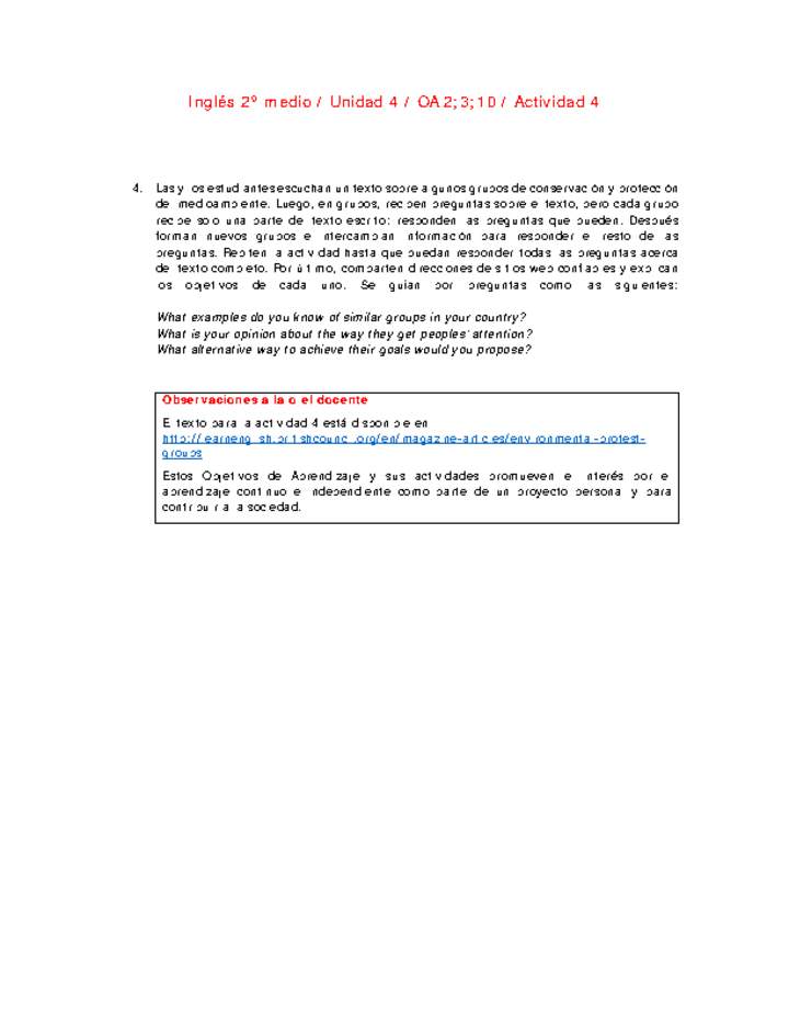 Inglés 2 medio-Unidad 4-OA2;3;10-Actividad 4 Inglés 2 medio-Unidad 4-OA2;3;10-Actividad 4