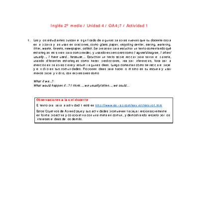 Inglés 2 medio-Unidad 4-OA4;7-Actividad 1 Inglés 2 medio-Unidad 4-OA4;7-Actividad 1