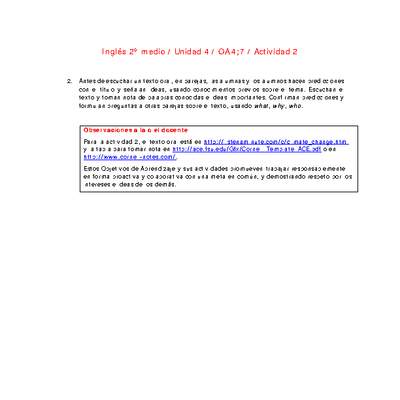 Inglés 2 medio-Unidad 4-OA4;7-Actividad 2 Inglés 2 medio-Unidad 4-OA4;7-Actividad 2