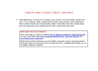 Inglés 2 medio-Unidad 4-OA4;7-Actividad 2 Inglés 2 medio-Unidad 4-OA4;7-Actividad 2