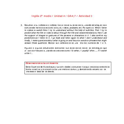 Inglés 2 medio-Unidad 4-OA4;7-Actividad 3 Inglés 2 medio-Unidad 4-OA4;7-Actividad 3