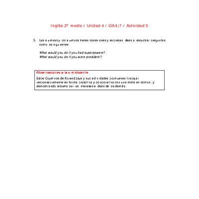 Inglés 2 medio-Unidad 4-OA4;7-Actividad 5 Inglés 2 medio-Unidad 4-OA4;7-Actividad 5