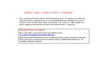 Inglés 2 medio-Unidad 4-OA5;11-Actividad 1 Inglés 2 medio-Unidad 4-OA5;11-Actividad 1