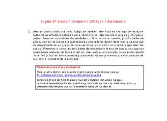 Inglés 2 medio-Unidad 4-OA5;11-Actividad 2 Inglés 2 medio-Unidad 4-OA5;11-Actividad 2