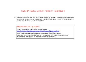 Inglés 2 medio-Unidad 4-OA5;11-Actividad 5 Inglés 2 medio-Unidad 4-OA5;11-Actividad 5