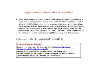 Inglés 2 medio-Unidad 4-OA5;11-Actividad 6 Inglés 2 medio-Unidad 4-OA5;11-Actividad 6