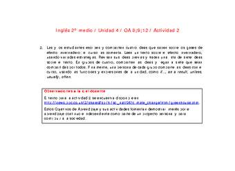 Inglés 2 medio-Unidad 4-OA8;9;12-Actividad 2 Inglés 2 medio-Unidad 4-OA8;9;12-Actividad 2