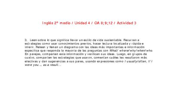 Inglés 2 medio-Unidad 4-OA8;9;12-Actividad 3 Inglés 2 medio-Unidad 4-OA8;9;12-Actividad 3
