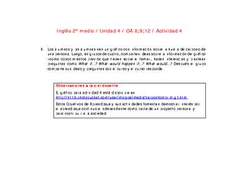 Inglés 2 medio-Unidad 4-OA8;9;12-Actividad 4 Inglés 2 medio-Unidad 4-OA8;9;12-Actividad 4