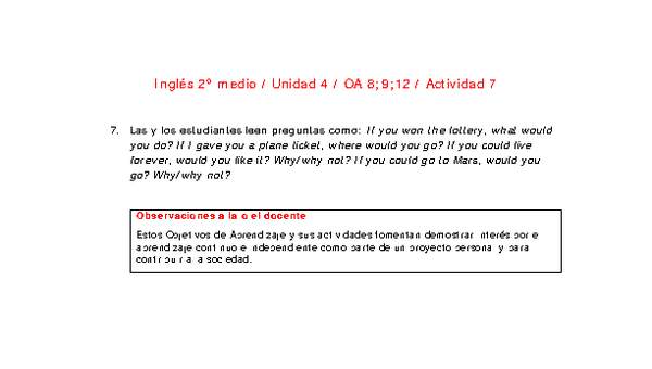 Inglés 2 medio-Unidad 4-OA8;9;12-Actividad 7 Inglés 2 medio-Unidad 4-OA8;9;12-Actividad 7