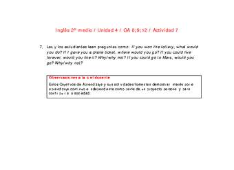 Inglés 2 medio-Unidad 4-OA8;9;12-Actividad 7 Inglés 2 medio-Unidad 4-OA8;9;12-Actividad 7