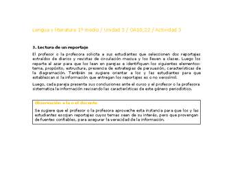 Lengua y Literatura 1 medio-Unidad 4-OA10;22-Actividad 3 Lengua y Literatura 1 medio-Unidad 4-OA10;22-Actividad 3