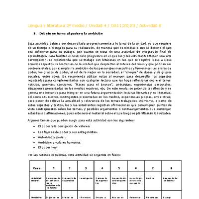 Lengua y Literatura 2 medio-Unidad 4-OA11;20;23-Actividad 8 Lengua y Literatura 2 medio-Unidad 4-OA11;20;23-Actividad 8