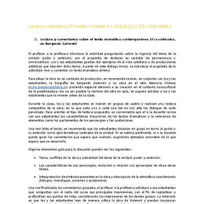 Lengua y Literatura 2 medio-Unidad 4-OA3;5;6;11;23-Actividad 2 Lengua y Literatura 2 medio-Unidad 4-OA3;5;6;11;23-Actividad 2