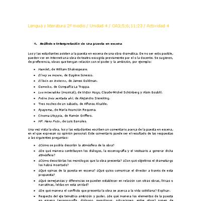 Lengua y Literatura 2 medio-Unidad 4-OA3;5;6;11;23-Actividad 4 Lengua y Literatura 2 medio-Unidad 4-OA3;5;6;11;23-Actividad 4