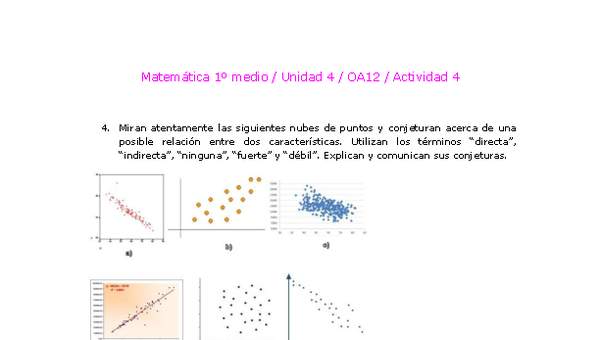 Matemática 1 medio-Unidad 4-OA12-Actividad 4 Matemática 1 medio-Unidad 4-OA12-Actividad 4