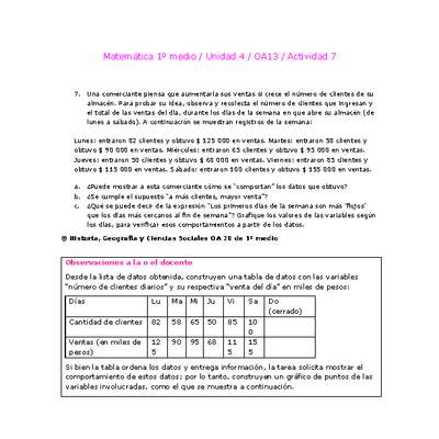 Matemática 1 medio-Unidad 4-OA13-Actividad 7 Matemática 1 medio-Unidad 4-OA13-Actividad 7