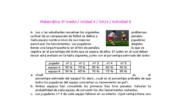 Matemática 1 medio-Unidad 4-OA14-Actividad 6 Matemática 1 medio-Unidad 4-OA14-Actividad 6