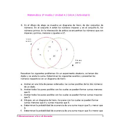 Matemática 1 medio-Unidad 4-OA14-Actividad 8 Matemática 1 medio-Unidad 4-OA14-Actividad 8