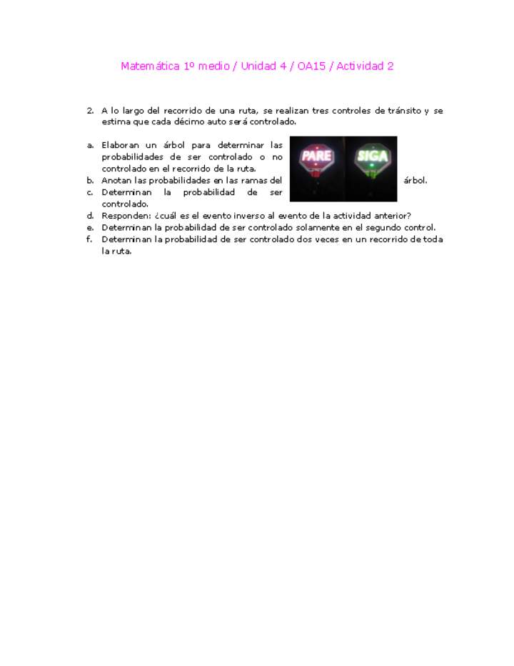 Matemática 1 medio-Unidad 4-OA15-Actividad 2 Matemática 1 medio-Unidad 4-OA15-Actividad 2
