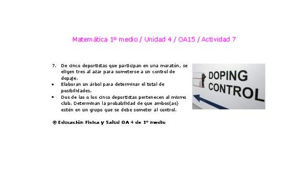 Matemática 1 medio-Unidad 4-OA15-Actividad 7 Matemática 1 medio-Unidad 4-OA15-Actividad 7