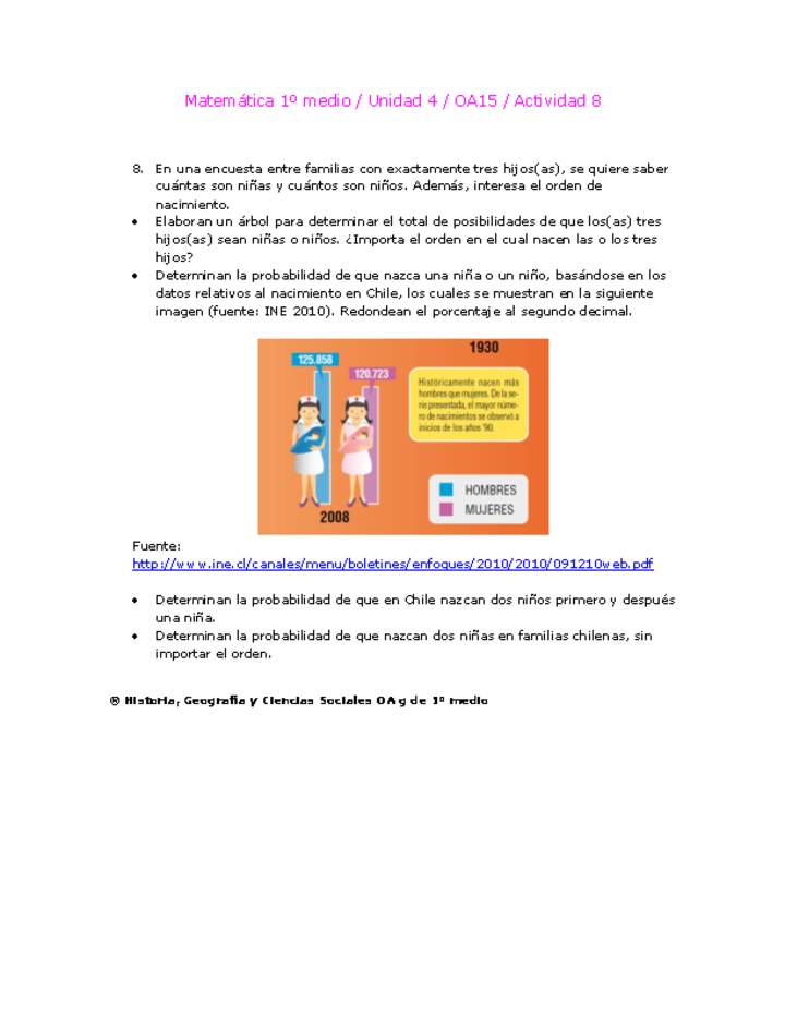 Matemática 1 medio-Unidad 4-OA15-Actividad 8 Matemática 1 medio-Unidad 4-OA15-Actividad 8