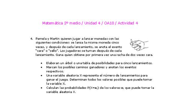 Matemática 2 medio-Unidad 4-OA10-Actividad 4 Matemática 2 medio-Unidad 4-OA10-Actividad 4