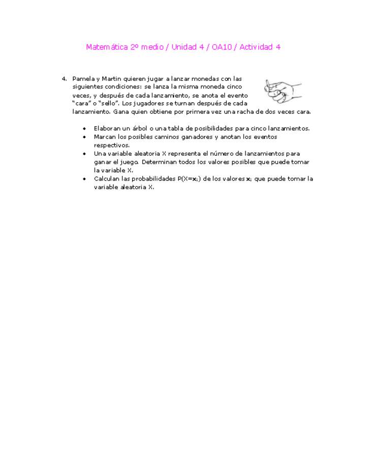 Matemática 2 medio-Unidad 4-OA10-Actividad 4 Matemática 2 medio-Unidad 4-OA10-Actividad 4