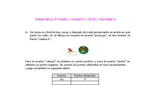 Matemática 2 medio-Unidad 4-OA10-Actividad 6 Matemática 2 medio-Unidad 4-OA10-Actividad 6