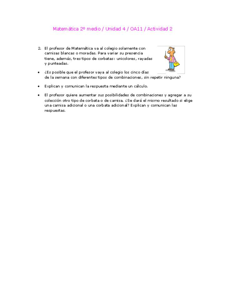 Matemática 2 medio-Unidad 4-OA11-Actividad 2 Matemática 2 medio-Unidad 4-OA11-Actividad 2