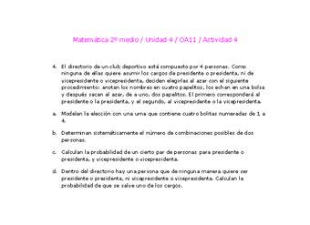Matemática 2 medio-Unidad 4-OA11-Actividad 4 Matemática 2 medio-Unidad 4-OA11-Actividad 4