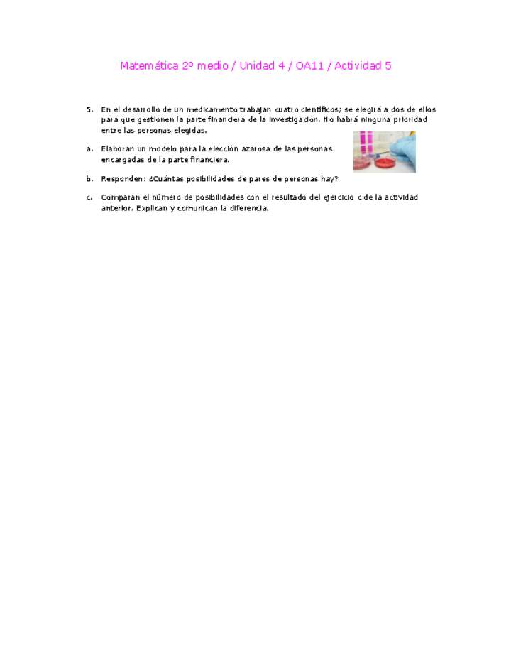 Matemática 2 medio-Unidad 4-OA11-Actividad 5 Matemática 2 medio-Unidad 4-OA11-Actividad 5